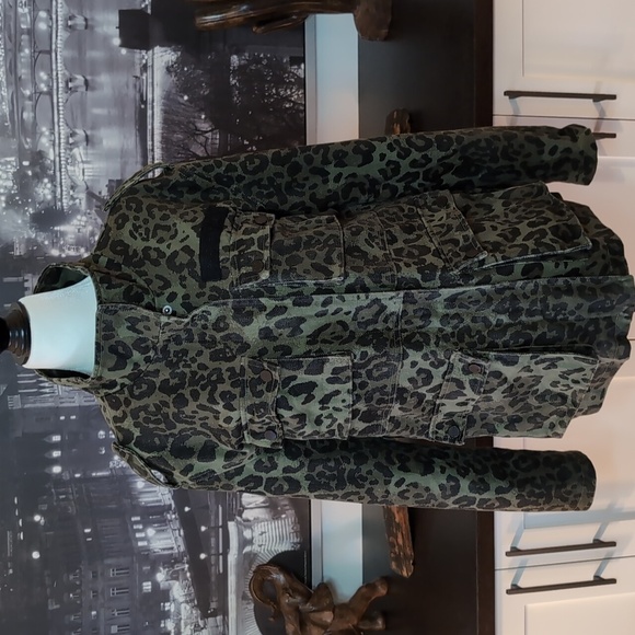 Avec Les Filles Women's Anthropologie Olive Print Cargo Jacket,Size S. - Picture 1 of 14